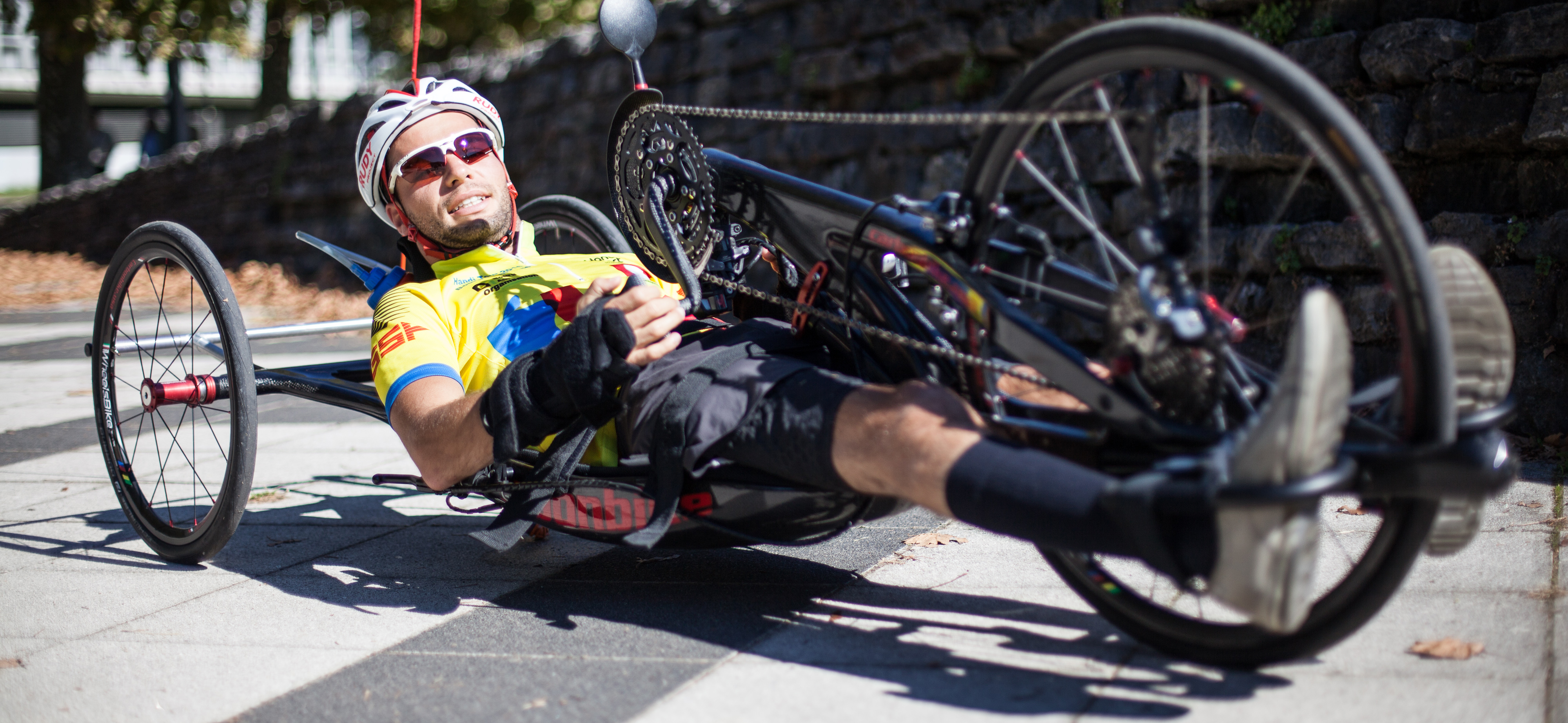 Florian Jouanny sur son handbike avant l'Ironman