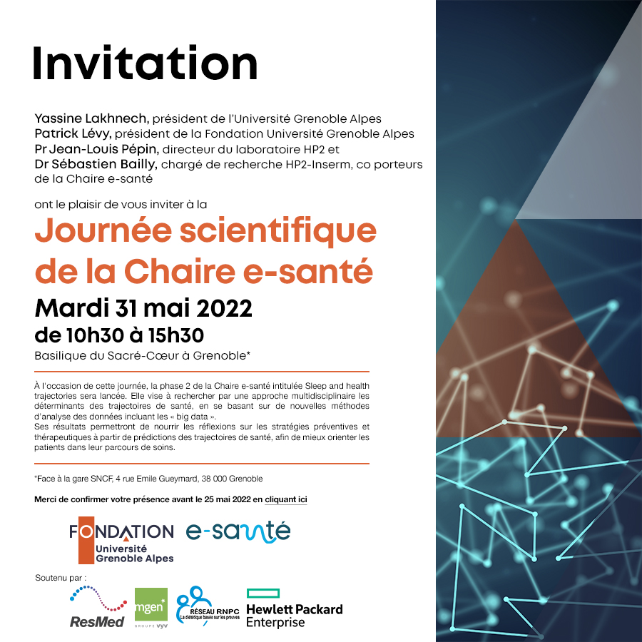 Carton d'invitation journée scientifique de la Chaire e-santé 31 mai 2022